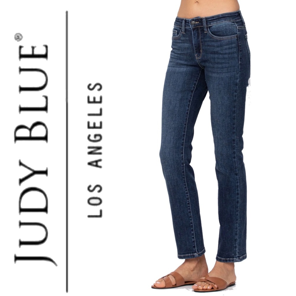 JUDY BLUE Straight Fit Dahlia Dark Wash Midrise Size 5 Juniors Jeans